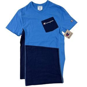 New Champion Life Men Blue T-Shirt Crew Neck Short Sleeve Shift Tee US XS